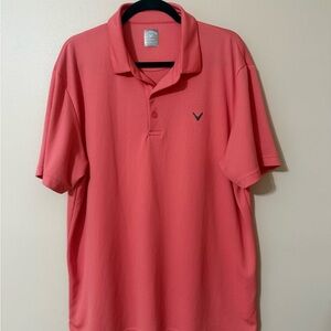 Callaway Opti-Dri Short Sleeve Polo Men’s XL Collared Golf Shirt Salmon Coral